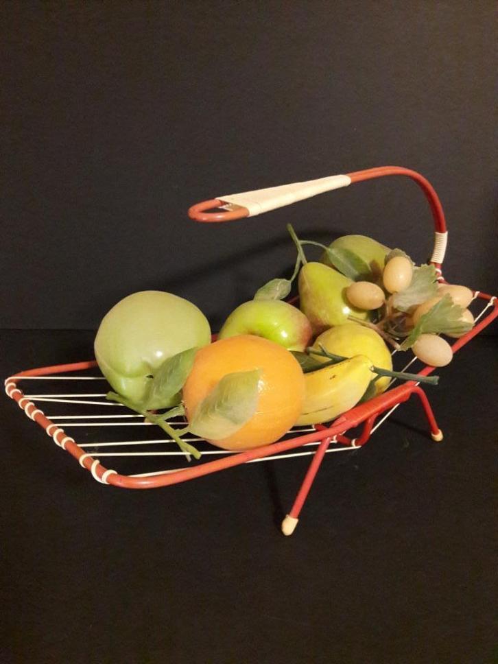 Vintage fruitmand met plastic fruit, Antiek en Kunst, Curiosa en Brocante, Ophalen of Verzenden
