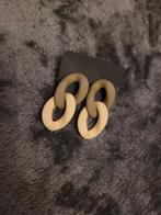 Boucles d'oreilles double maillon brun/beige neuves, Beige, Enlèvement ou Envoi, Neuf