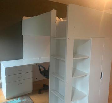 Hoogslaper met kast en bureau, Enlèvement, Utilisé, Lit mezzanine