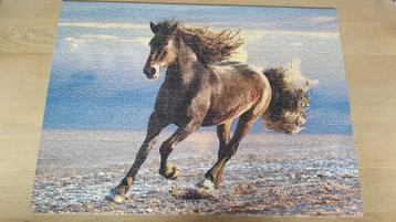 Puzzel paard op strand 1000 stukjes Clementoni, Ophalen of Verzenden, 500 t/m 1500 stukjes, Zo goed als nieuw, Legpuzzel