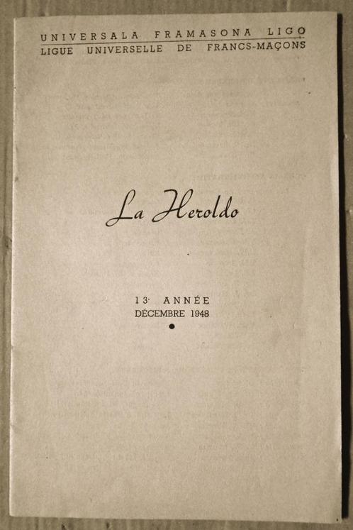 La Heroldo [Ligue Universelle de Francs-Maçons] - 1948, Livres, Ésotérisme & Spiritualité, Utilisé, Arrière-plan et information