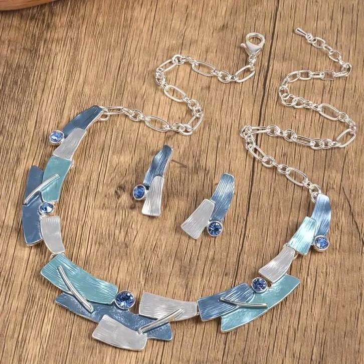 Parure de bijoux bleu turquoise, Bijoux, Sacs & Beauté, Colliers, Autres matériaux, Bleu, Réglable, Enlèvement ou Envoi