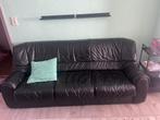 Lederen salon - Tweezit + drie zit, Huis en Inrichting, Ophalen, Gebruikt, Zwart lederen, 150 tot 200 cm