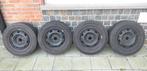 4 Continental Winterbanden 185/65 R14 (op stalen velg 5x100), Banden en Velgen, Gebruikt, Personenwagen, 185 mm