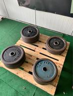 Oldskool stalen schijven olympisch 50mm van 20kg, Ophalen of Verzenden, Gebruikt, Halterschijven