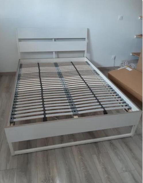 Schitterend wit houten bed 140/200 + nieuwe boxsprings, Huis en Inrichting, Slaapkamer | Bedden, Zo goed als nieuw, Ophalen