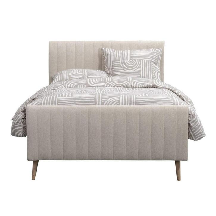 Bed Lieke met Rolbodem Bravo - Ecru - 120x200cm, Huis en Inrichting, Slaapkamer | Bedden, Nieuw, Twijfelaar, 120 cm, 200 cm, Stof