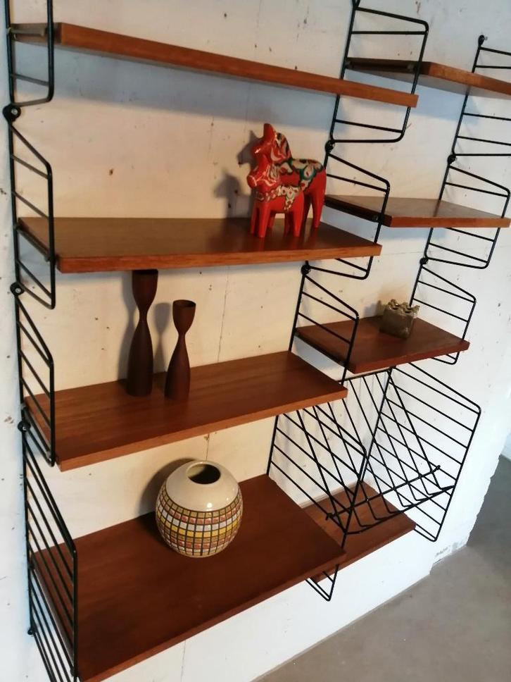 Nisse String wandmeubel, retro jaren 60 kast, vintage, Huis en Inrichting, Kasten | Wandmeubels, Gebruikt, 100 tot 150 cm, Minder dan 150 cm