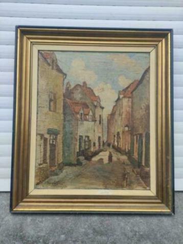 huile sur toile ruelle signe beschikbaar voor biedingen