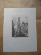 PRINT VAN OUDE GRAVURE : ZICHT OP BRUGGE, Antiek en Kunst, Ophalen of Verzenden