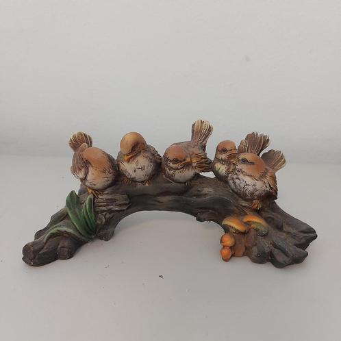 Vintage decoratie beeldje gesig. A. Lucchesi - mussen op tak, Antiek en Kunst, Curiosa en Brocante, Ophalen of Verzenden