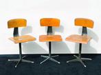 3 Vintage industrieel stijl stoelen, Grijs, Metaal, Gebruikt, Vintage