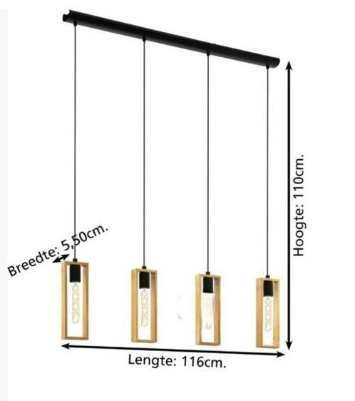 EGLO hanglamp Littleton, Maison & Meubles, Lampes | Suspensions, Neuf, Verre, Bois, Métal, Enlèvement