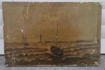 Huile sur panneau marine signe f verney beschikbaar voor biedingen