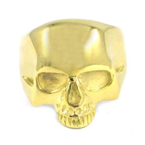 Goudkleurige roestvrij stalen ring met doodskop, Handtassen en Accessoires, Ringen, Nieuw, Dame of Heer, Goud, IJzer of Staal