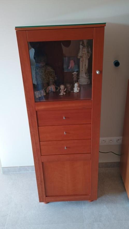 tafel  + 6 stoelen + vitrinekast + tv kast, Huis en Inrichting, Tafels | Eettafels, Gebruikt, Rechthoekig, Kersenhout, Ophalen