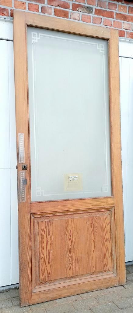 GRANDE PORTE RÉTRO > verre décoratif mat. Bois de PITCHPINE., Collections, Rétro, Maison et Meubles, Enlèvement