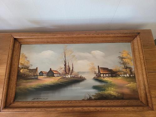 Landschildering op canvas gesigneerd, Antiek en Kunst, Kunst | Schilderijen | Klassiek, Ophalen of Verzenden