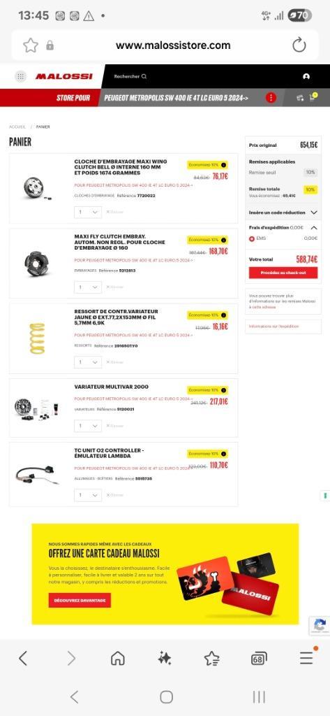 Kit MALOSSI Peugeot Metropolis 2024, Motoren, Accessoires | Overige, Zo goed als nieuw, Ophalen