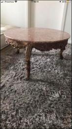 Antieke ronde tafel met marmeren 90 cm blad, Comme neuf, Enlèvement ou Envoi