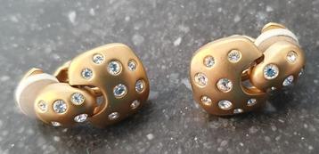 Superbes boucles d'oreilles à clip Swarovski dorées — neuves