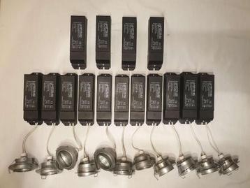 11x halogeenspots + transfo Optelec Opthal 510, 220 naar 12V beschikbaar voor biedingen