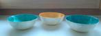 Trois magnifiques pots en jaune et turquoise brillant, Neuf, Enlèvement ou Envoi, Rond, Synthétique