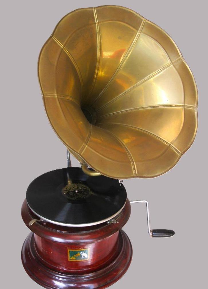 His Master's Voice HMV <Engeland> met bakkelietplaat., Antiek en Kunst, Antiek | Tv's en Audio, Ophalen