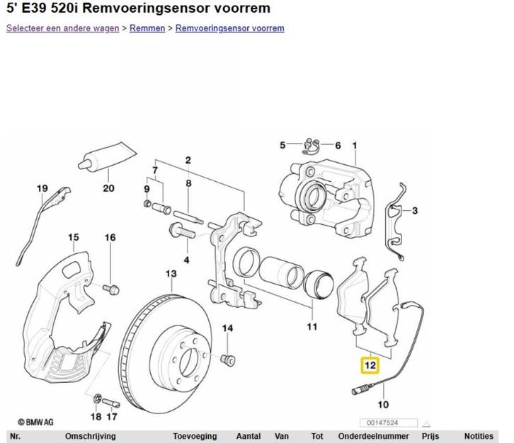 OEM BMW 5' E39 (02/1995 — 06/2003) 34116761277 remblokken, Autos : Pièces & Accessoires, Freins & Transmission, BMW, Neuf, Enlèvement ou Envoi