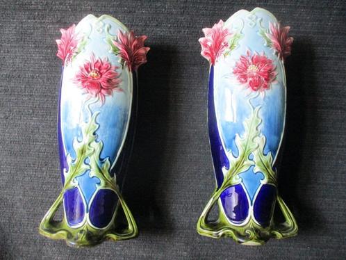 Koppel ANTIEKE VAZEN   JUGENDSTIL 1905 - EICHWALD PORSELEIN, Antiek en Kunst, Antiek | Porselein, Ophalen of Verzenden