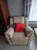 Lederen zetel. 2 relaxen en 1 driezit., Ophalen