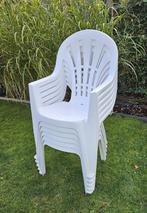 6 witte tuinstoelen, Tuin en Terras, Tuinstoelen, Ophalen, Zo goed als nieuw, Plastic, Stapelbaar