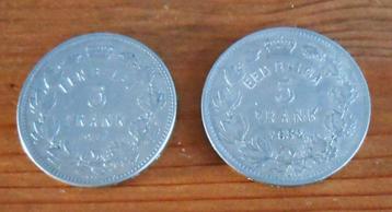 2 monnaies 5 frank -1 Belga - 1931 - 1932 - 5 euro pièce  beschikbaar voor biedingen