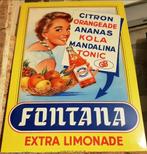 panneau d'affichage en métal FONTANA-BRONNEN - 1955 - 36x51c, Comme neuf, Enlèvement ou Envoi, Panneau publicitaire