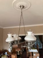 Rustieke luster hout-tin-opaline, Ophalen, Gebruikt, Glas