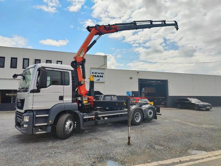 MAN TGS 26.420 Container / Palfinger PK18002 (bj 2018), Auto's, Vrachtwagens, Bedrijf, MAN, Diesel, Euro 6, Automaat, Zilver of Grijs