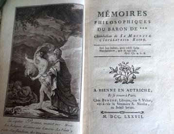 Zeldzaam oud boek uit 1777: Filosofische memoires beschikbaar voor biedingen