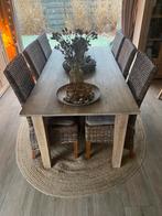 6 Eetkamerstoelen landelijke stijl, Ophalen, Gebruikt, Bruin, Riet of Rotan