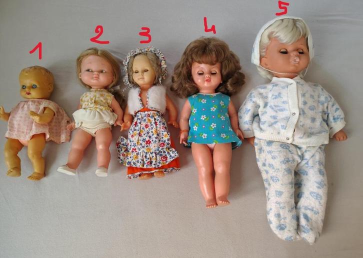 5 vintage poppen eind jaren 60/ begin 70, Verzamelen, Poppen, Pop, Ophalen of Verzenden