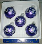 5 nieuwe paarse glazen kerstballen, Ophalen, Zo goed als nieuw