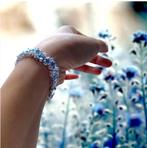 Armband, natuurlijke edelsteen topaas, zilver, witgoud, Blauw, Nieuw, Ophalen of Verzenden, Met edelsteen