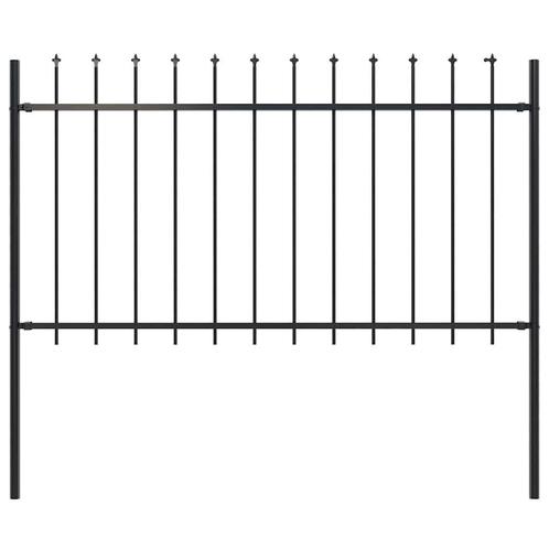 Tuinhek met speren bovenkant 1,8 m staal zwart, Tuin en Terras, Tuinhekken en Hekwerk, Nieuw, Ophalen of Verzenden