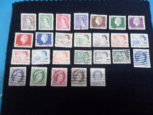Vintage 26 stamps used Canada Elisabeth II état voir photos, Timbres & Monnaies, Timbres | Amérique, Affranchi, Amérique du Nord