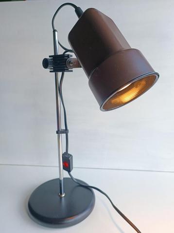  Vintage bureaulamp uit de jaren 70 - bruin metaal en chroom beschikbaar voor biedingen