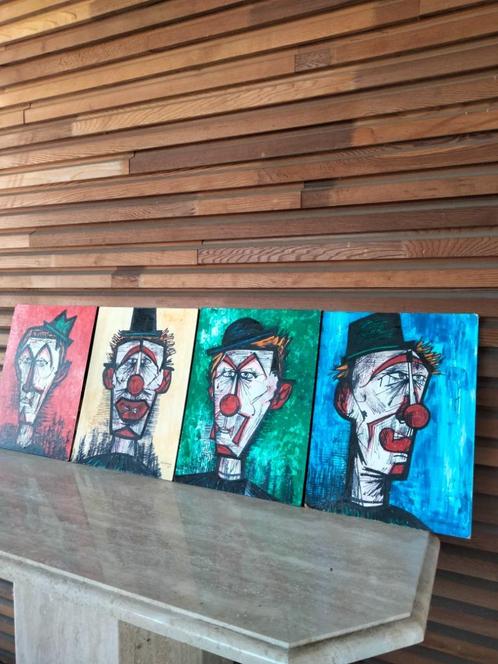 Prijs per stuk clown circus schilderij papier op board, Antiek en Kunst, Kunst | Schilderijen | Abstract, Ophalen of Verzenden