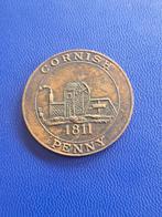 1811 Great Britain Cornwall 1 penny met vis en mijn, Losse munt, Overige landen, Verzenden