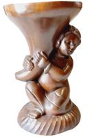 bijzettafeltje/sokkel in tropisch hout.handgesculpteerd, Antiek en Kunst, Ophalen