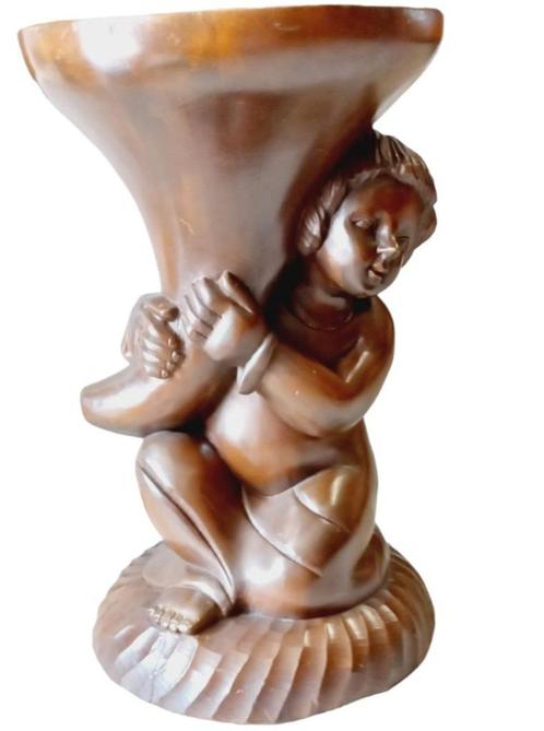 bijzettafeltje/sokkel in tropisch hout.handgesculpteerd, Antiek en Kunst, Antiek | Meubels | Tafels, Ophalen