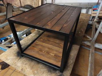 Stalen houten salontafel