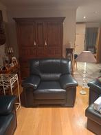 Donker blauwe 2 zit en 1 zit, Huis en Inrichting, Ophalen, Leer